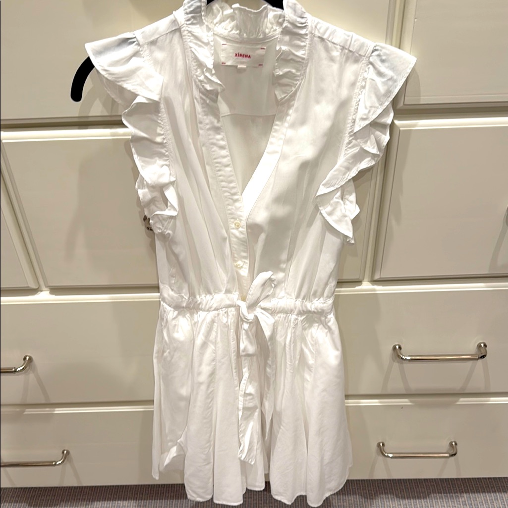 Xirena Leana Cotton Mini Ruffled Sleeveless Dress